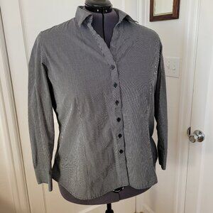 Foxcroft Shirt Women's Plus XXL Black White Check Long Sleeve Button Down Cotton